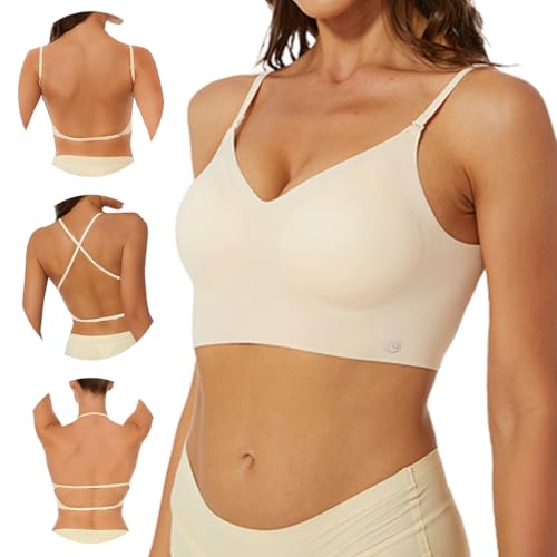 PALAY Women's Bra Summer V-Neckline Bra with Adjustable Strap Breathable Bra Stylish Cross Back Bra Yoga Bra Base Layer Bra, S PALAY Women's Bra Summer V-Neckline Bra with Adjustable Strap Breathable Bra Stylish Cross Back Bra Yoga Bra Base Layer Bra, S